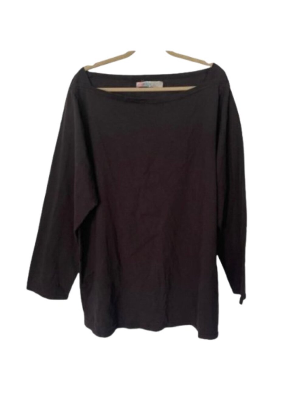 Free People Black Long-Sleeve Boatneck Top